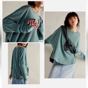 NWT Free People We The Free Microphone Drop Thermal In Silver Pine